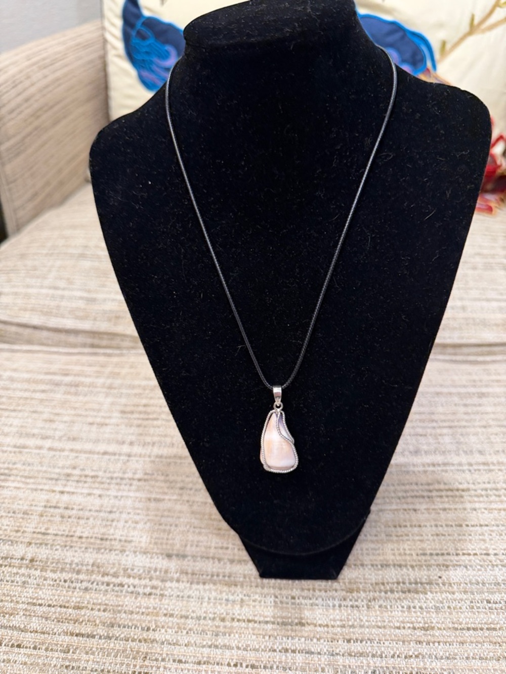 Handmade in Bali Sterling Silver and Cream Shell Pendant
